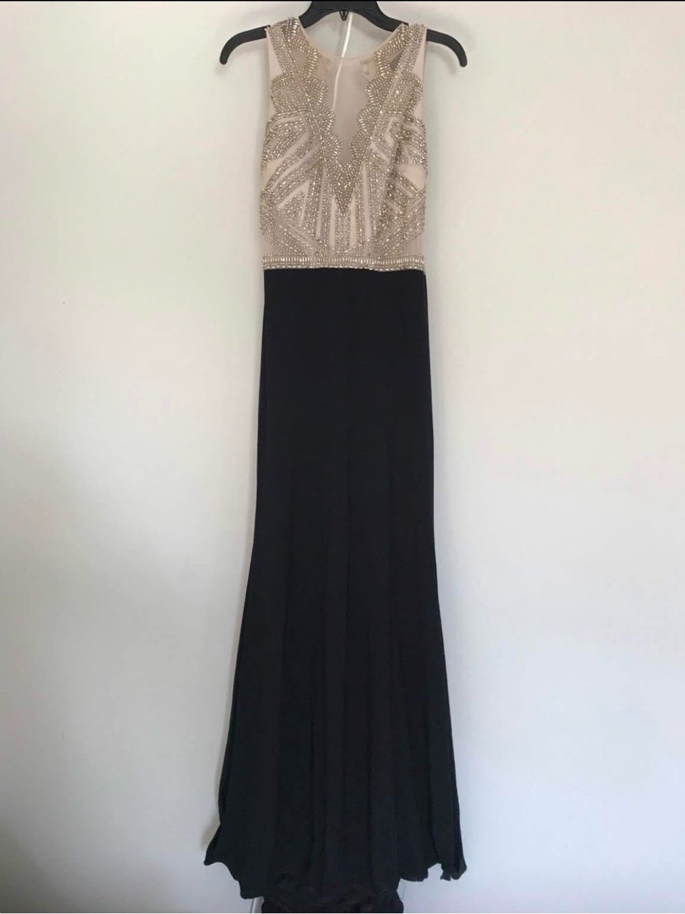 Beaded Black & Champagne prom dress